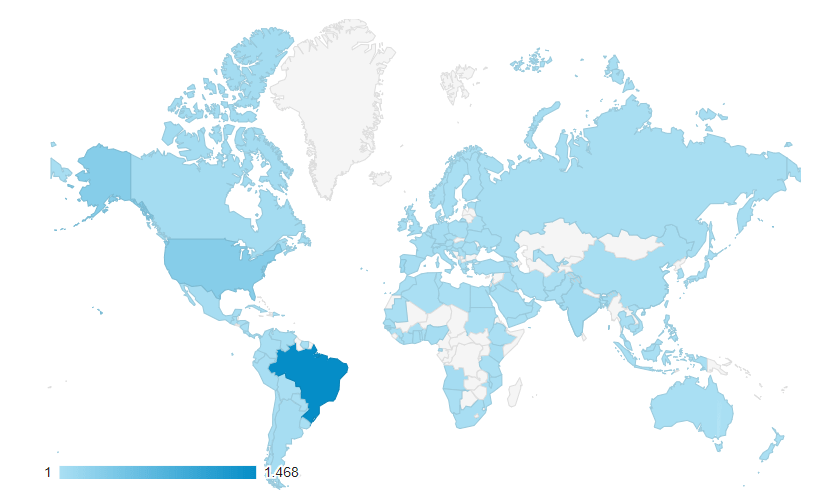 Acessos dos continentes ao site da Câmara Brazil-Ecowas